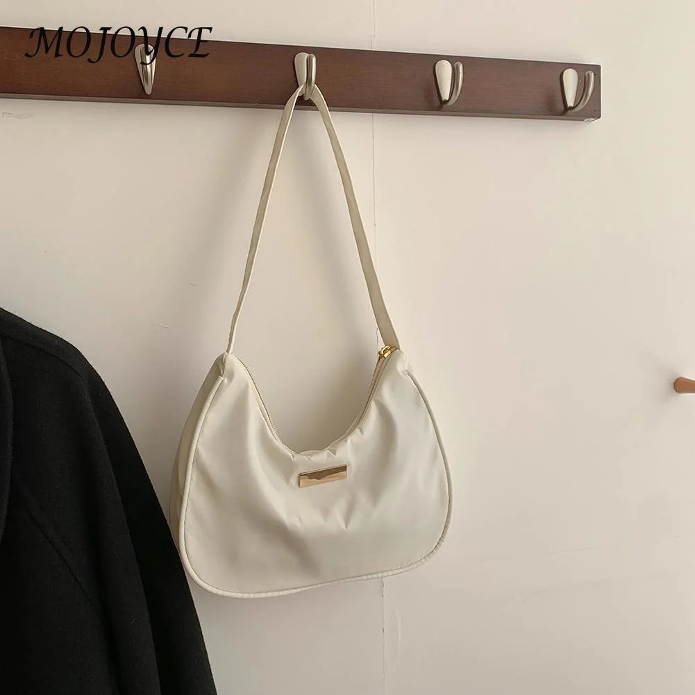 Retro Solid Shoulder Bag Zipper Messenger All-Match Phone Crescent Bags