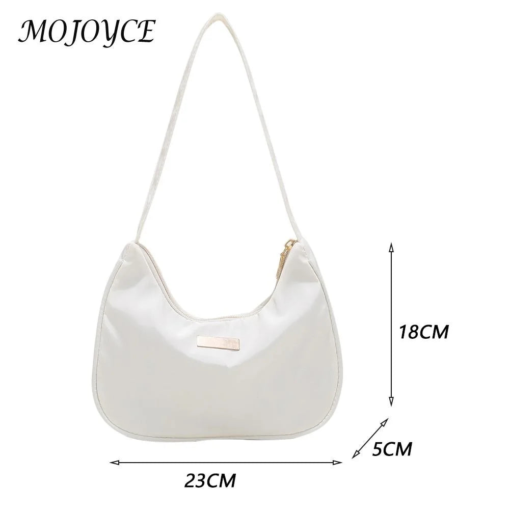 Retro Solid Shoulder Bag Zipper Messenger All-Match Phone Crescent Bags
