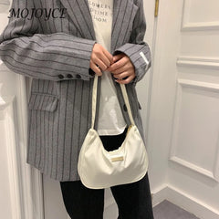 Retro Solid Shoulder Bag Zipper Messenger All-Match Phone Crescent Bags