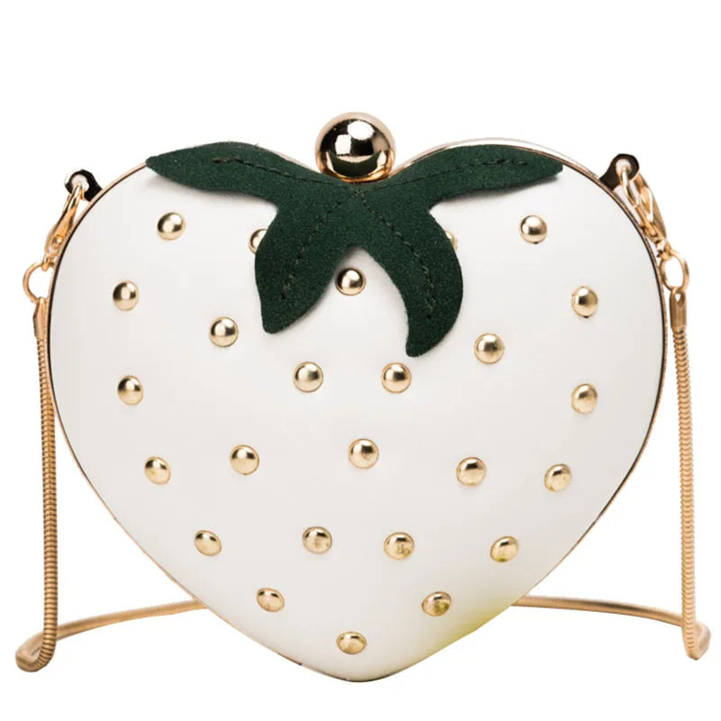 Red Strawberry Clutches Bag Women Chain Crossbody Bag