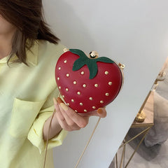 Red Strawberry Clutches Bag Women Chain Crossbody Bag