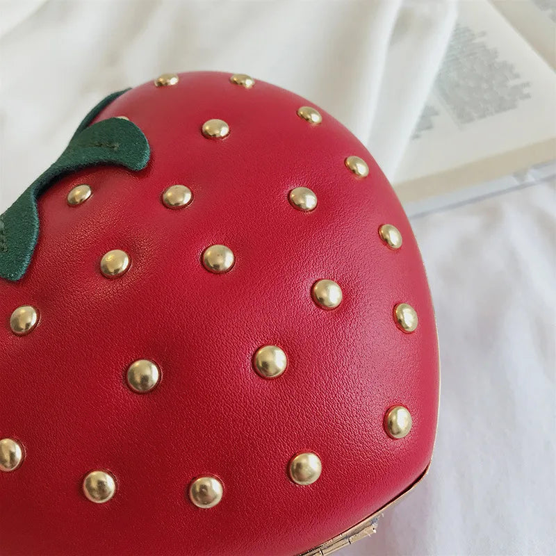 Red Strawberry Clutches Bag Women Chain Crossbody Bag