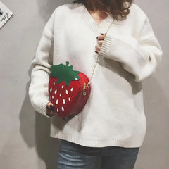 Strawberry Shape Shoulder Bag Girls Crossbody Handbag