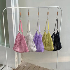Women Shoulder Bag Summer Style Ins Mesh Hollow Out Beach Style