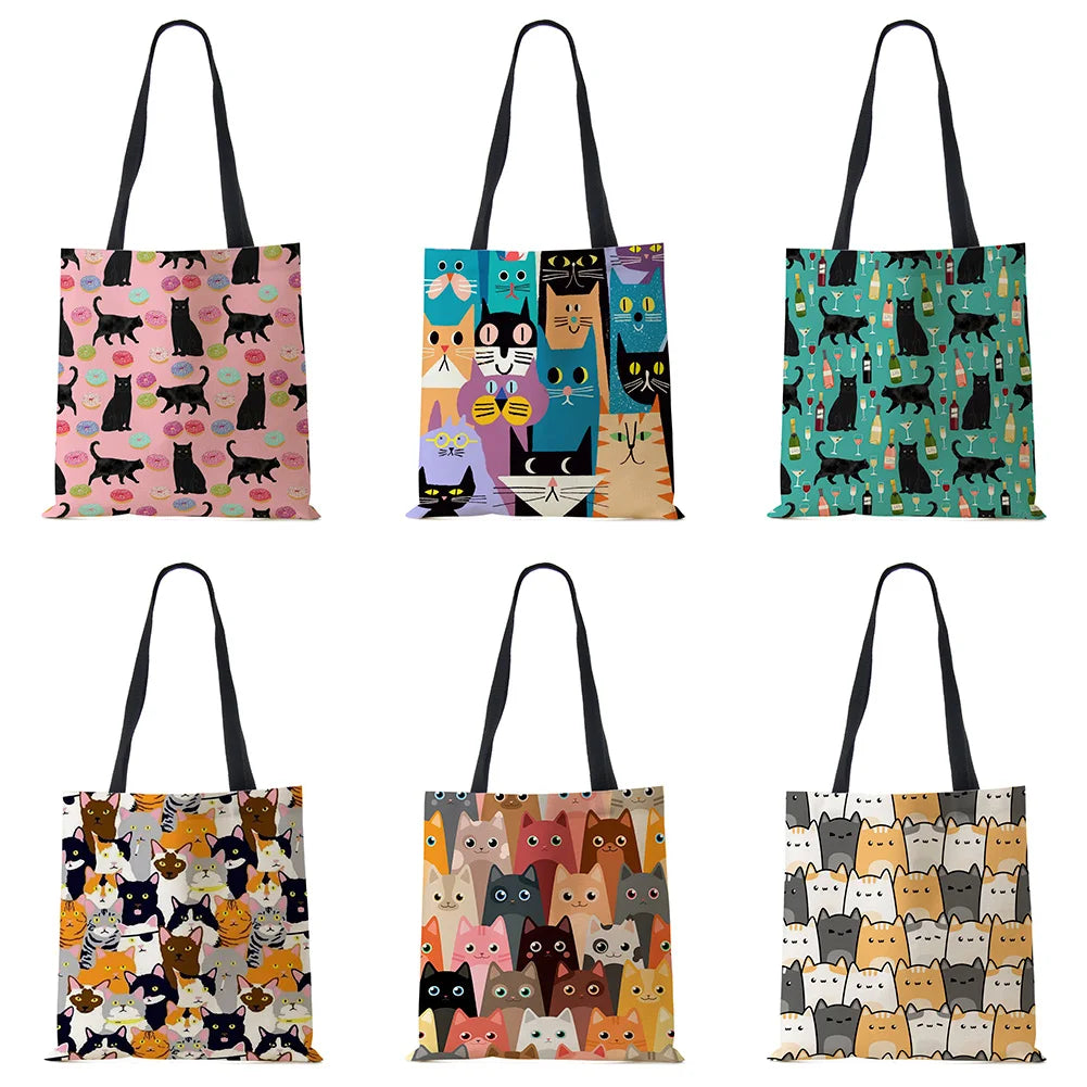 Vintage Cat Animated Canvas Tote Bag