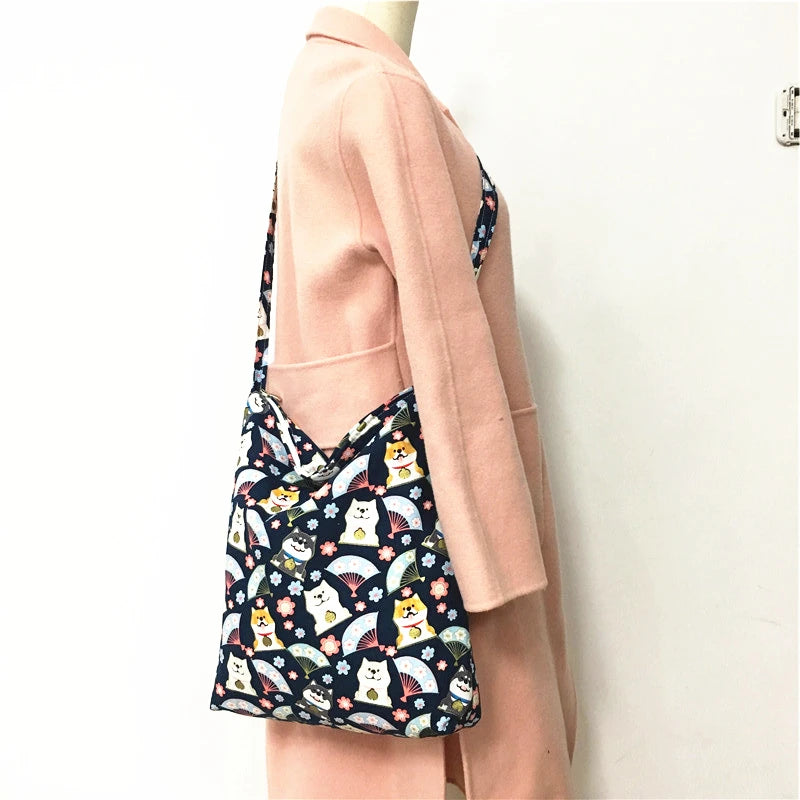 Women Shoulder Bag Winter Cotton Bags Lady Bag CrossBody Bags Japanese Flowers C