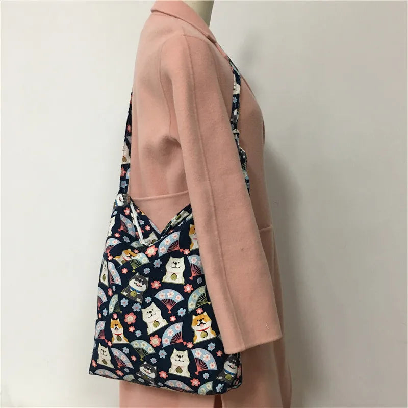 Women Shoulder Bag Winter Cotton Bags Lady Bag CrossBody Bags Japanese Flowers C