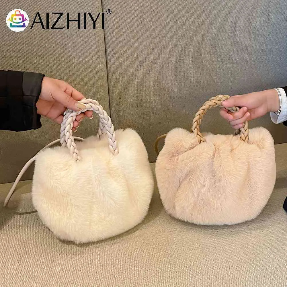 Plush Crossbody Handbag Soft Solid Shopper Travel for Office Lady