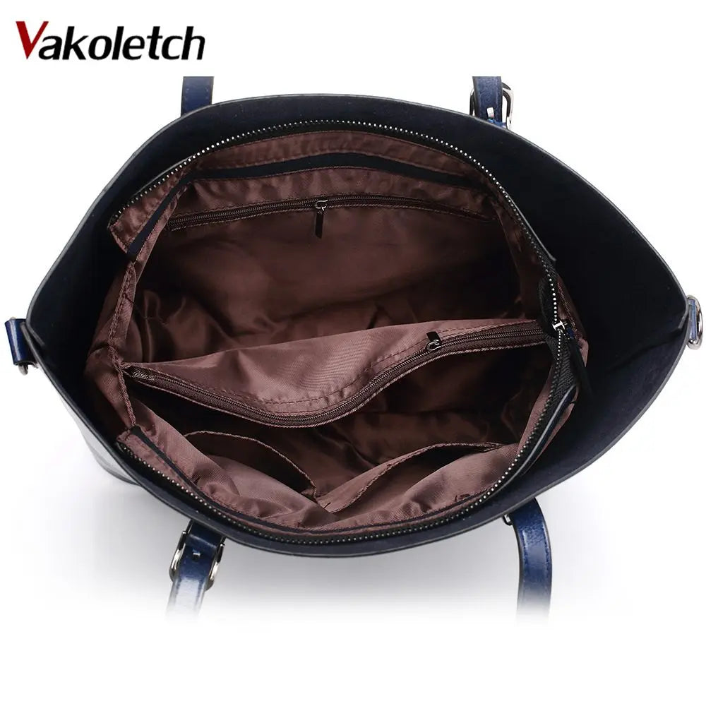 Oil Wax Leather Women Shoulder Bags Large Capacity Tote Bag
