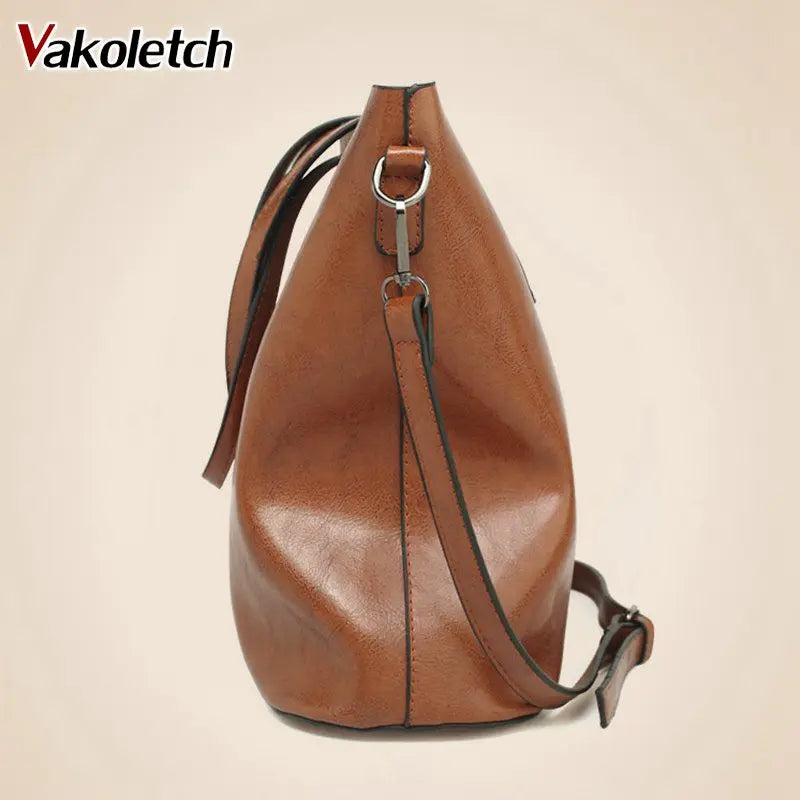 Oil Wax Leather Women Shoulder Bags Large Capacity Tote Bag