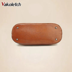 Oil Wax Leather Women Shoulder Bags Large Capacity Tote Bag