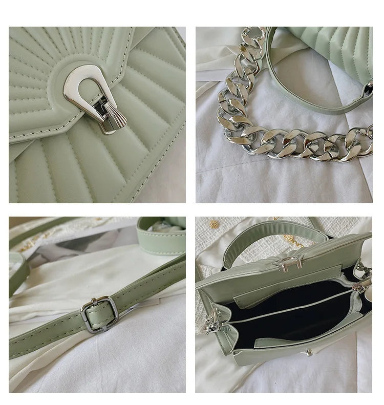 Women Shoulder Bags Embossed Messenger Bag Chain Lock Tote Bag