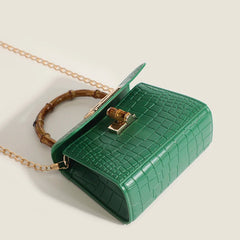 Crocodile Pattern Shoulder Bag Ladies PU Leather Purse Square Bag