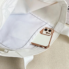 Canvas Floral Printed Shoulder Bag Zipper Satchel