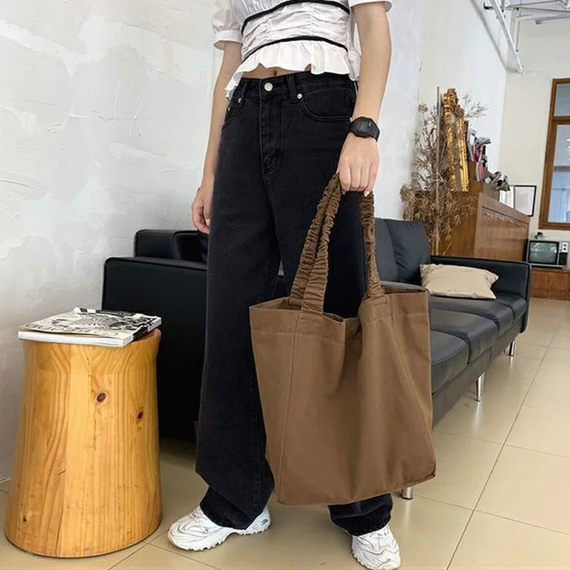 Canvas Vintage Large Capacity Totes Daily All-match Shopping