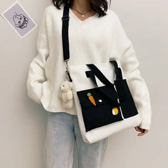 Canvas Shoulder Bag Large Capacity Multi-pockets Tote Handbag