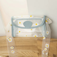 Women Shoulder Bags Embossed Daisy Transparent PVC Handbag
