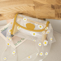 Women Shoulder Bags Embossed Daisy Transparent PVC Handbag