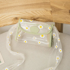 Women Shoulder Bags Embossed Daisy Transparent PVC Handbag