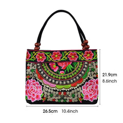 Ethnic Style Flower Bohemia Canvas Shoulder Bag for Girls