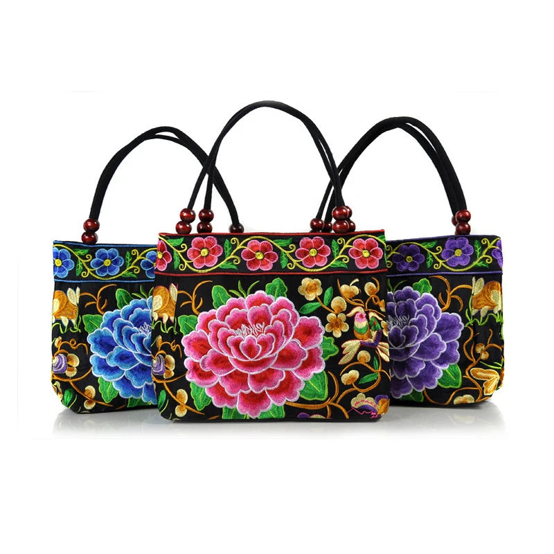 Ethnic Style Flower Embroidery Shoulder Bag