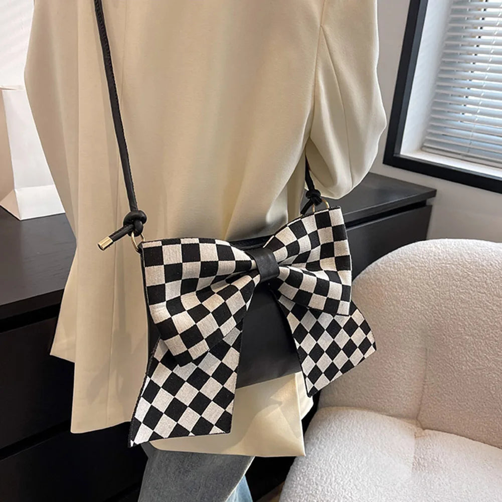 Women Shoulder Bags Big Bow Handbag Purse Lady Zipper Casual Messenger
