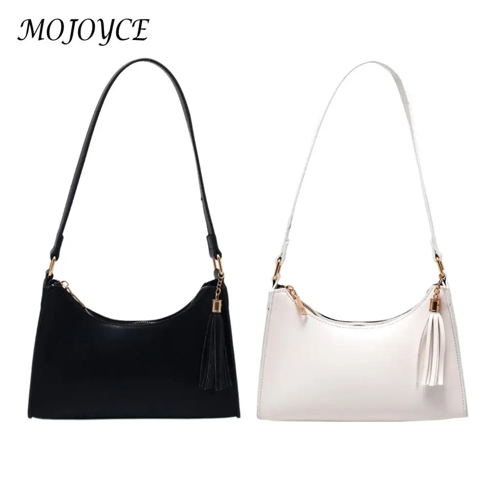 Stylish PU Leather Shoulder Bag with Tassels