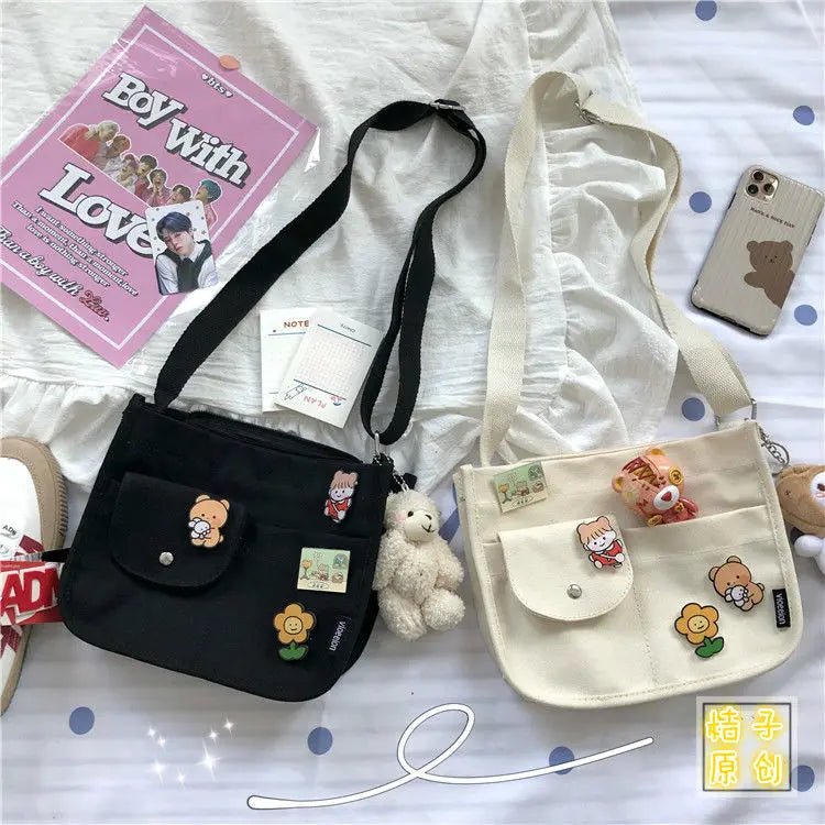 Canvas Shoulder Bag Crossbody for Teenage Girls