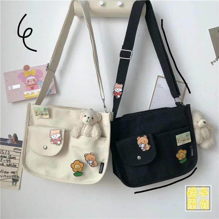 Canvas Shoulder Bag Crossbody for Teenage Girls