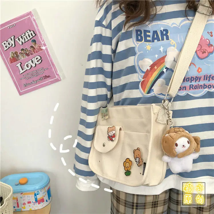 Canvas Shoulder Bag Crossbody for Teenage Girls