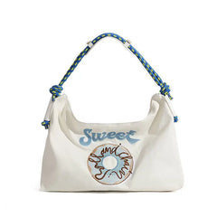 Canvas Women Shoulder Bag Large Capacity Embroidered Tote Pouch