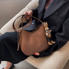 Shoulder Bags Ins Autumn Female Buckets Underarm Texture Solid PU Leather