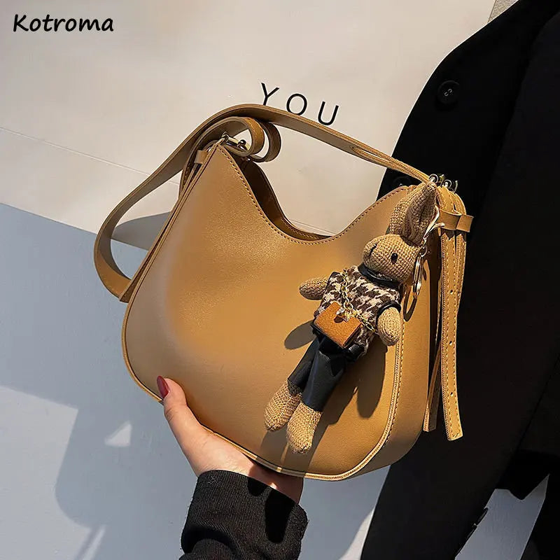 Shoulder Bags Ins Autumn Female Buckets Underarm Texture Solid PU Leather
