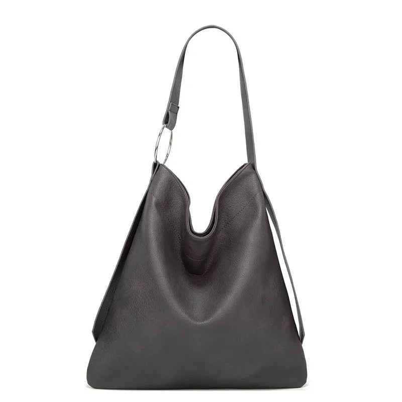 Soft PU Leather Women Shoulder Bag Large Capacity Casual Totes Lady Shopping Bag