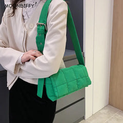 Quilted Shoulder Bags Winter Nylon Padded Crossbody Handbags
