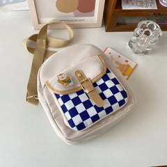 Plaid Backpack Female Nylon Crossbody Bag Lady Handbag