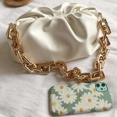 Women Shoulder Bags Pleated Cloud Chains Stylish Cross-body Handbags