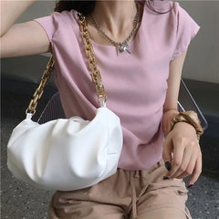 Women Shoulder Bags Pleated Cloud Chains Stylish Cross-body Handbags