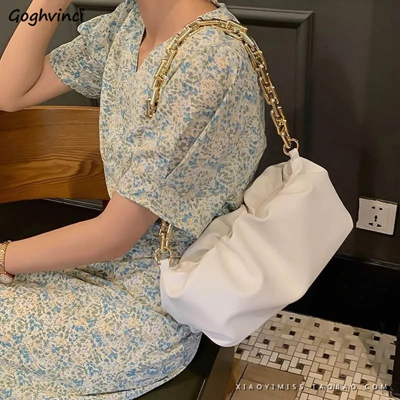 Women Shoulder Bags Soft Pleated Chain Underarm Cloud Bag Handbags
