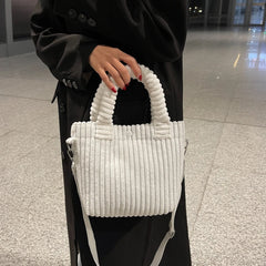 Corduroy Shoulder Bag Small Buckle Handbag Autumn Winter Fashion Decoration