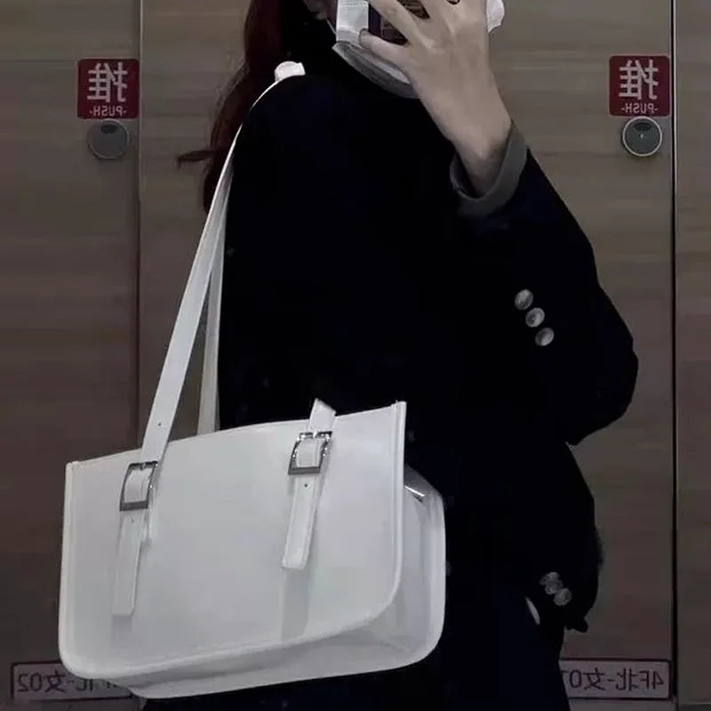Vintage Shoulder Bag Solid Flap Handbag PU High Street All-match Style