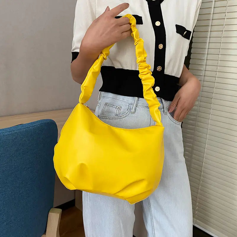 Solid Zipper Large Capacity Women Shoulder Bag