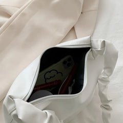 Solid Zipper Large Capacity Women Shoulder Bag