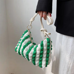 Women Shoulder Bags Striped Zipper Totes Rainbow Large Capacity Handbag