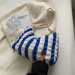 Women Shoulder Bags Striped Zipper Totes Rainbow Large Capacity Handbag