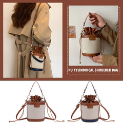 Vintage Cylinder Messenger Bag Leather Handbag