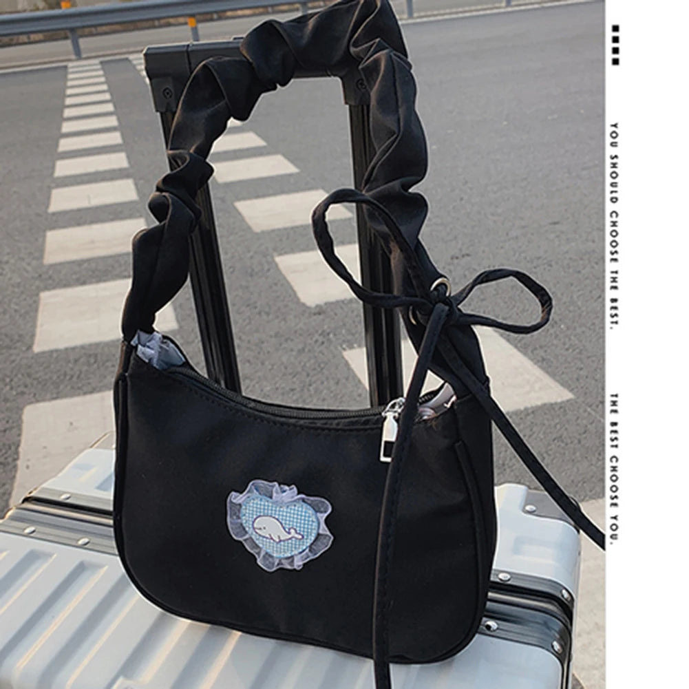Vintage Heart Pattern Shoulder Bag for Women, Canvas Handbag