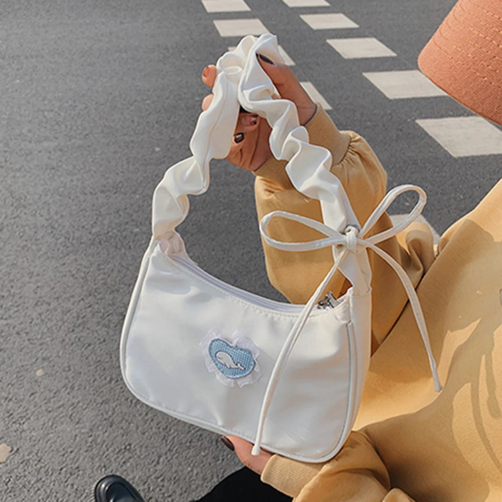 Vintage Heart Pattern Shoulder Bag for Women, Canvas Handbag