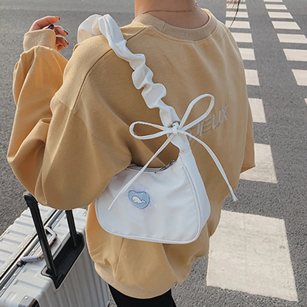 Vintage Heart Pattern Shoulder Bag for Women, Canvas Handbag