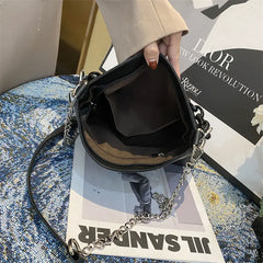 Vintage Cross-body Chain Handbags PU Texture Totes Large Capacity